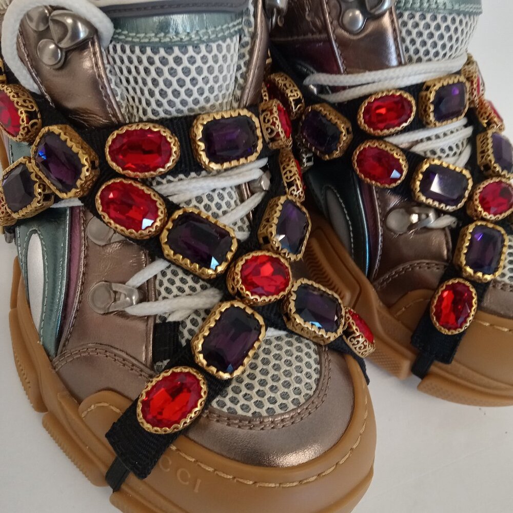 GUCCI Women's 'Multicolor' Flashtrek Sneakers w/ Crystals - EU36/US6 - Picture 5 of 13
